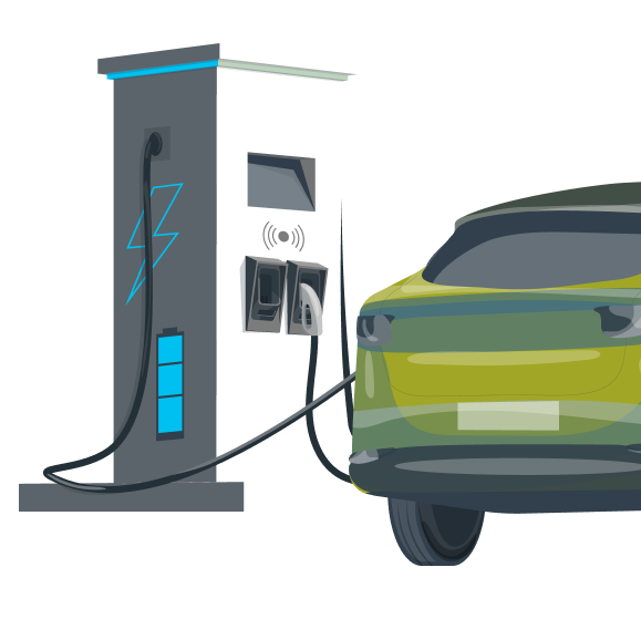 green butt of the car EV charging