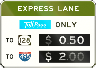green and blue express sign